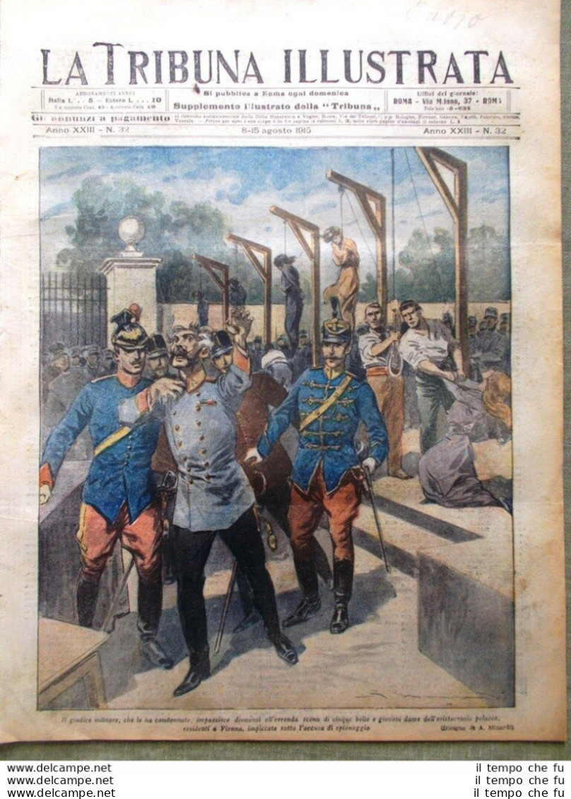 La Tribuna Illustrata 8 Agosto 1915 WW1 Beneficenza Spie In Polonia Carso Isonzo - Autres & Non Classés