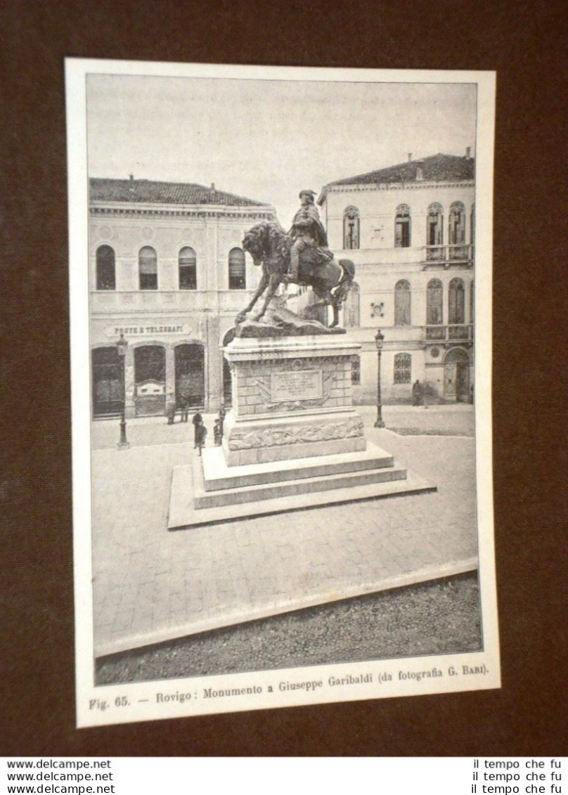 Rarissima Veduta Di Fine '800 Rovigo - Monumento A Giuseppe Garibaldi - Avant 1900