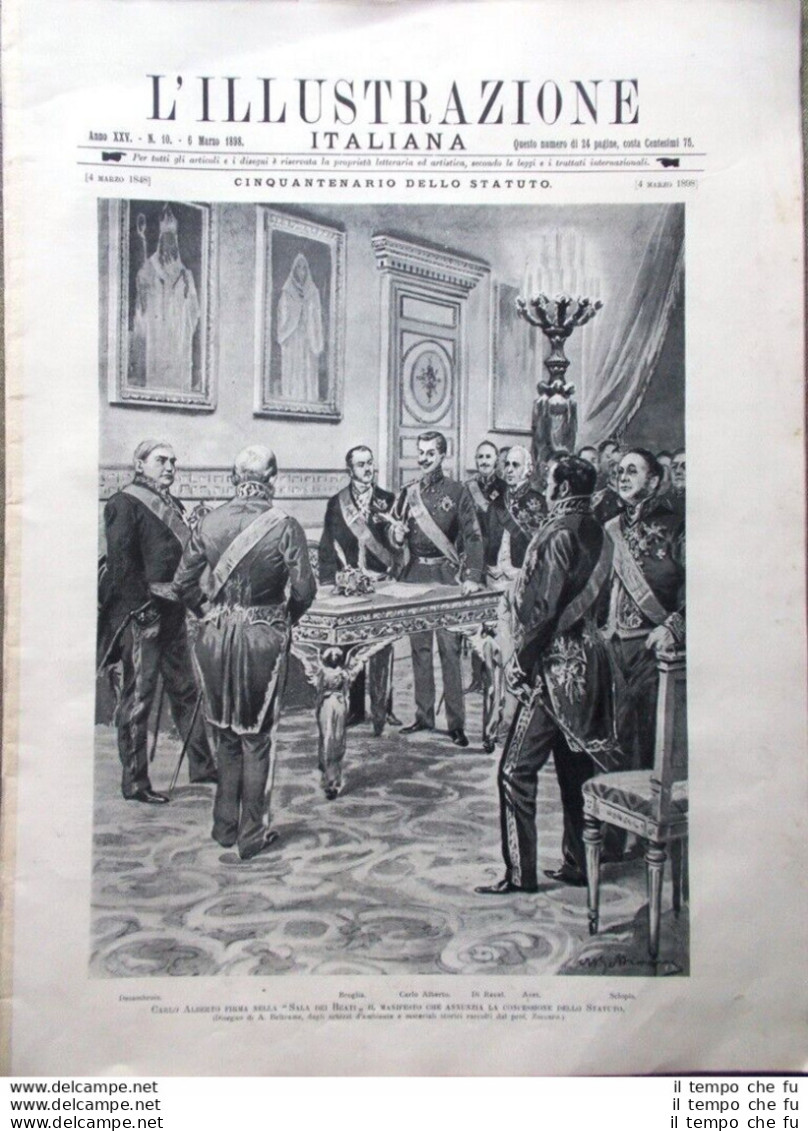 L'Illustrazione Italiana Del 6 Marzo 1898 Cinquantenario Statuto Carlo Alberto - Before 1900