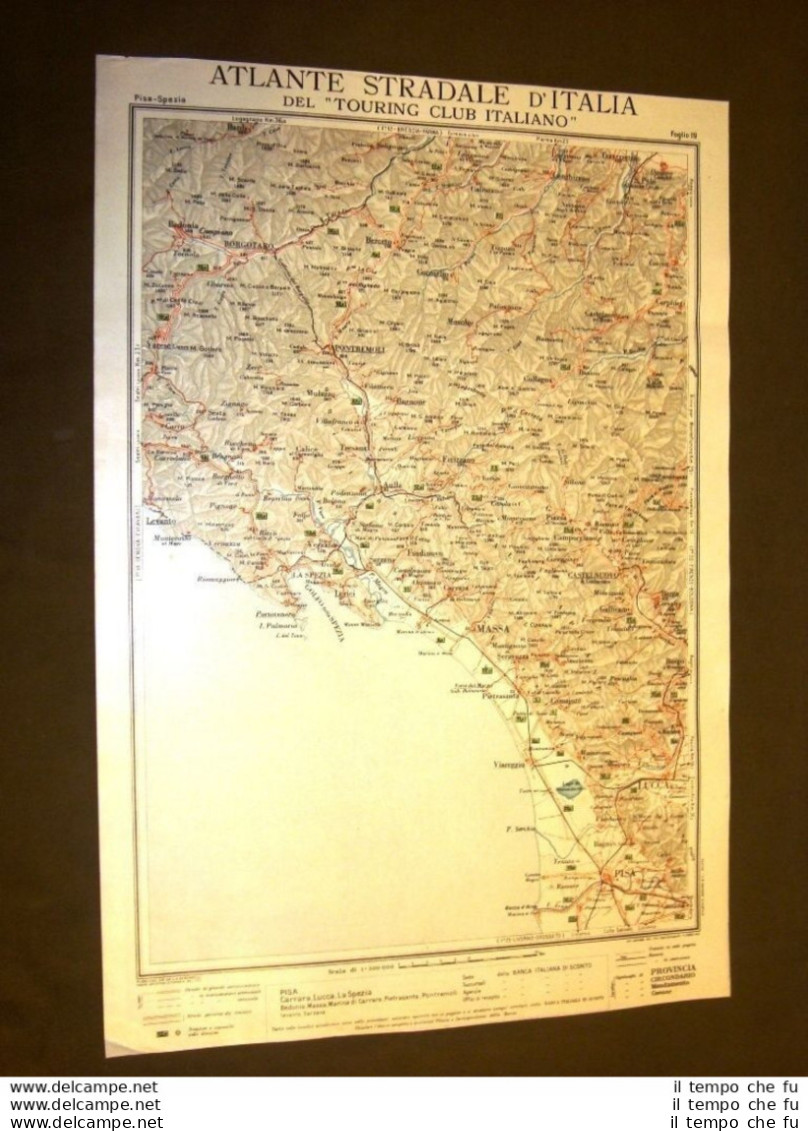 Carta Geografica Mappa Pisa Spezia Castelnuovo Lucca Touring Club Italiano 1922 - Cartes Géographiques