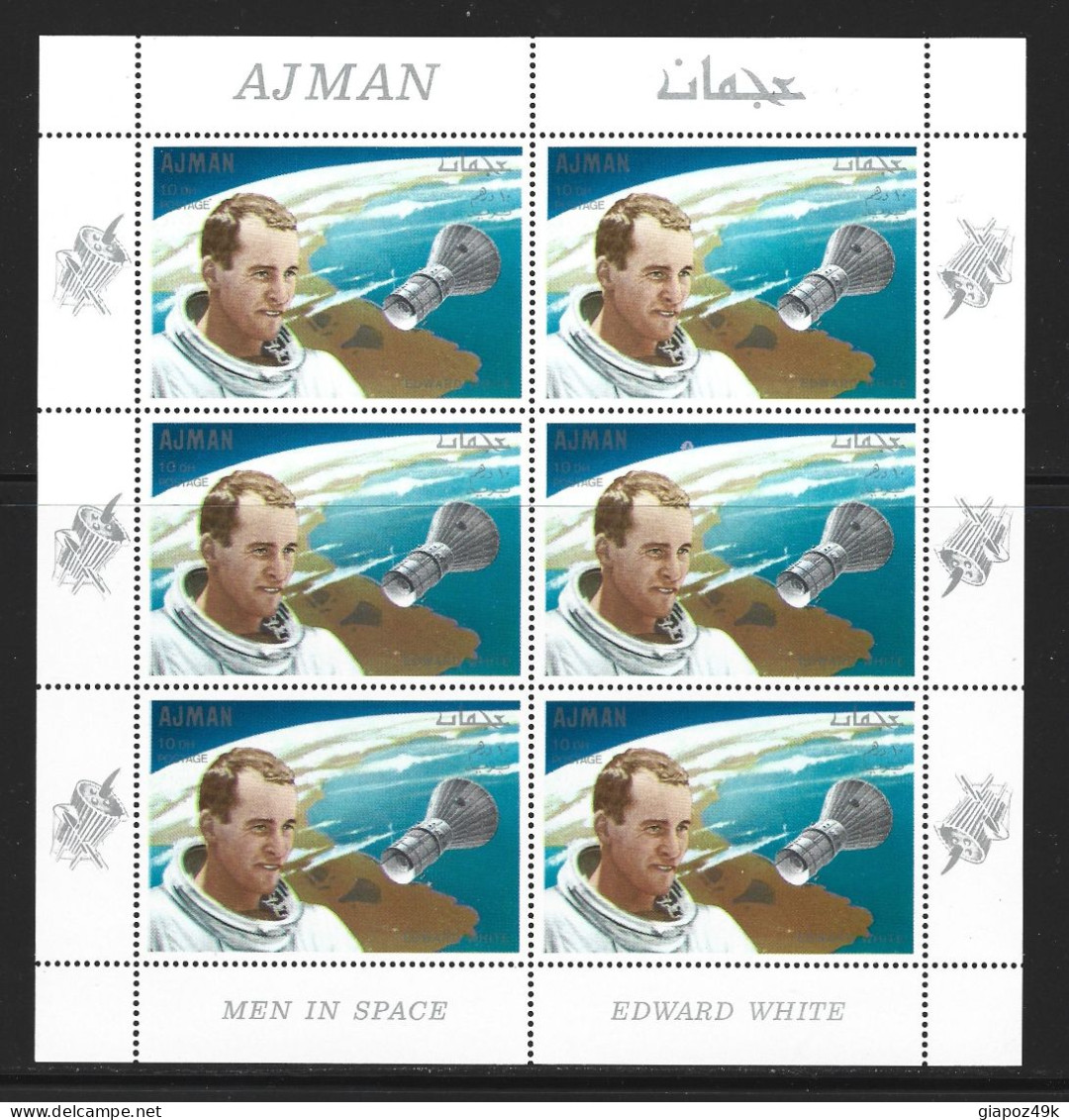 ● AJMAN 1968 ️֍ Men In Space ֍ Y. Gagarin ● E. White ● Apollo ● Bostok ● Mercury Spaceship ● 6 BF  ** X 6 ● Astronauti - Adschman