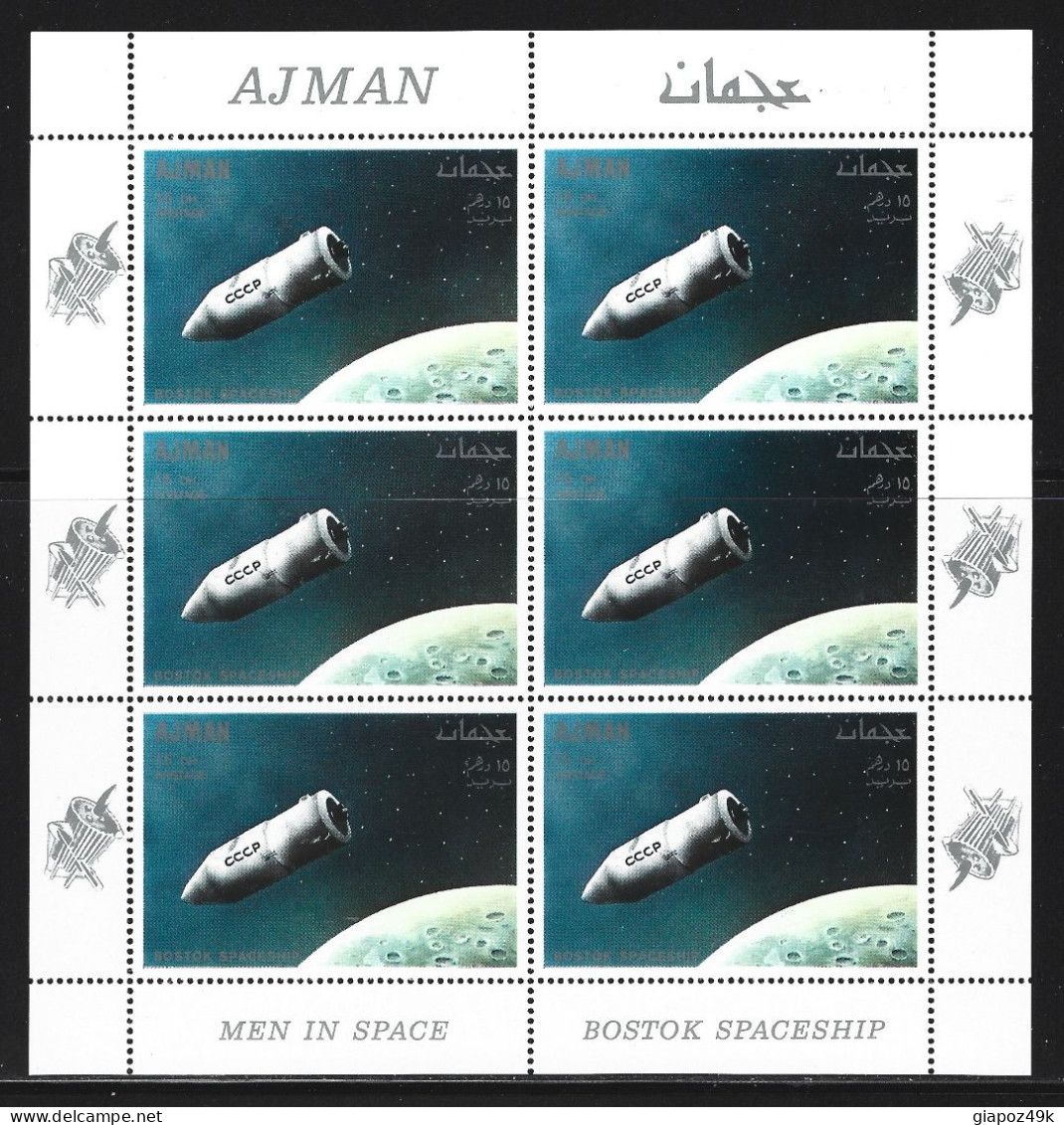 ● AJMAN 1968 ️֍ Men In Space ֍ Y. Gagarin ● E. White ● Apollo ● Bostok ● Mercury Spaceship ● 6 BF  ** X 6 ● Astronauti - Ajman