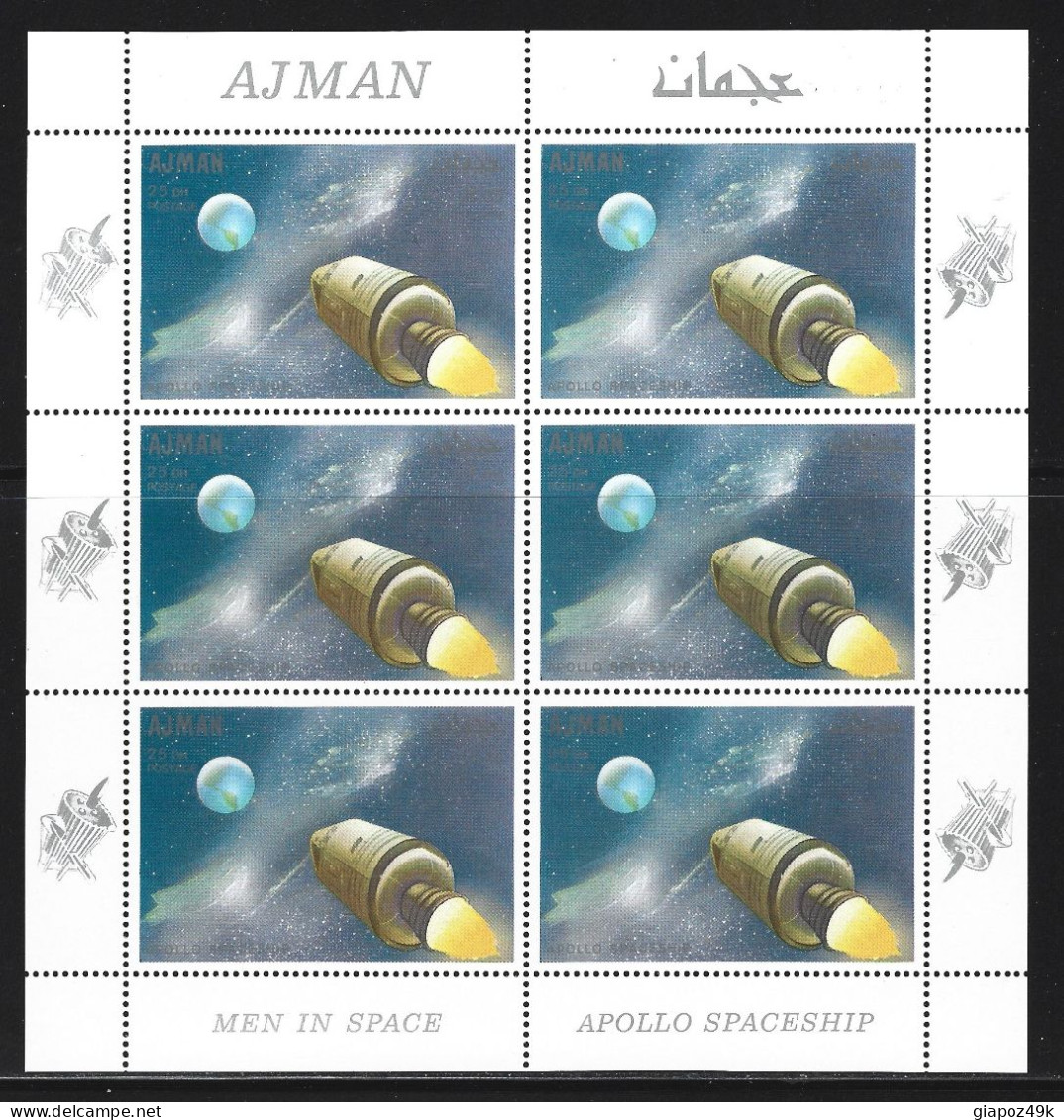 ● AJMAN 1968 ️֍ Men in Space ֍ Y. Gagarin ● E. White ● Apollo ● Bostok ● Mercury Spaceship ● 6 BF  ** x 6 ● Astronauti