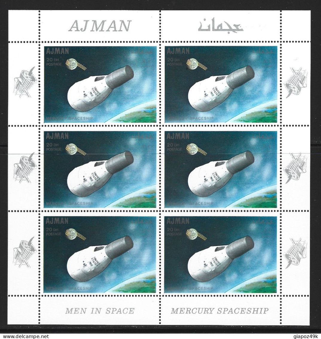 ● AJMAN 1968 ️֍ Men in Space ֍ Y. Gagarin ● E. White ● Apollo ● Bostok ● Mercury Spaceship ● 6 BF  ** x 6 ● Astronauti