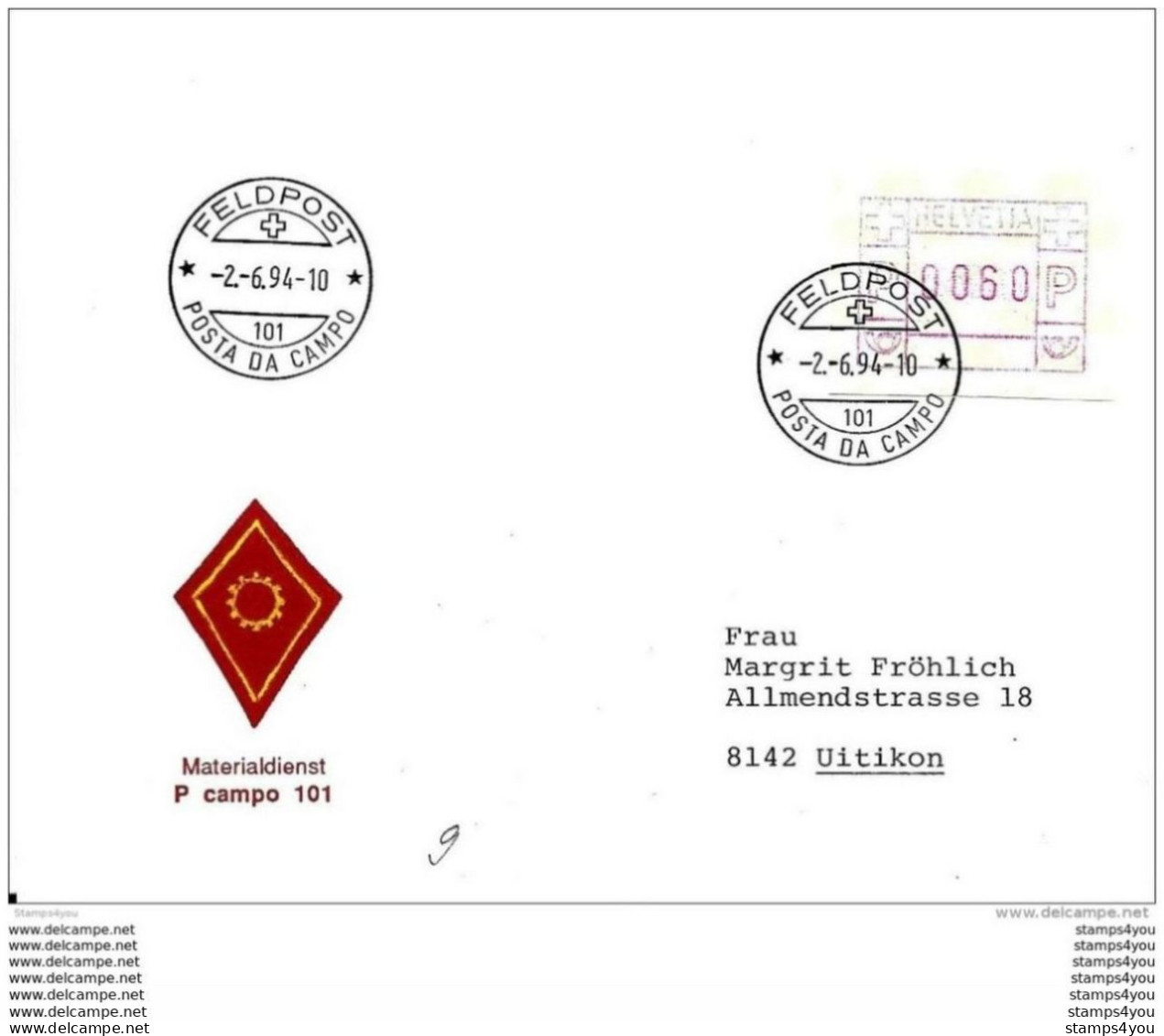 208 - 44 - Enveloppe Avec Cachet Militaire  Feldpost - Posta Da Campo 101 - 1994 - Documenti