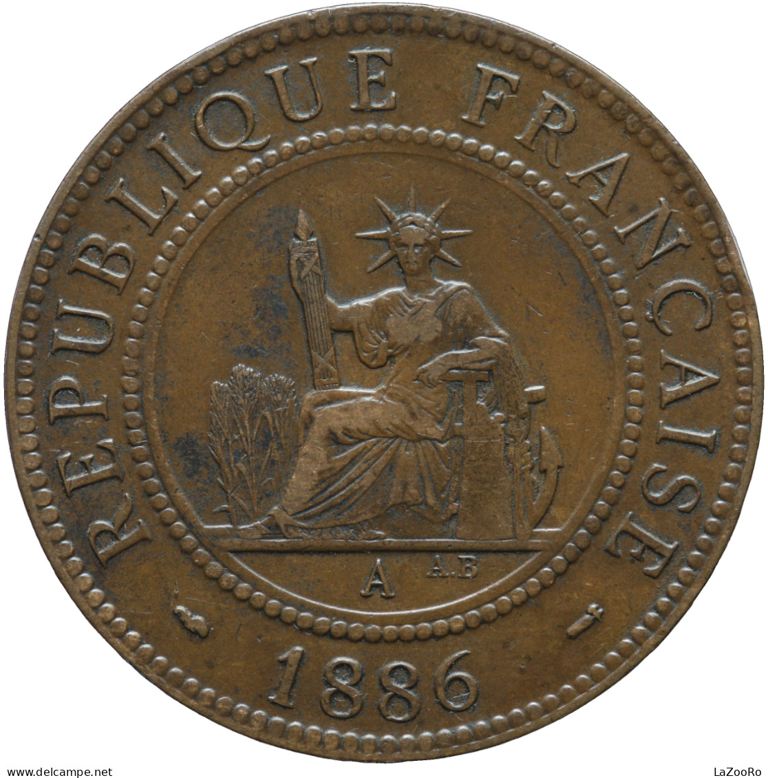 LaZooRo: French Indochina 1 Cent 1886 XF / UNC - French Indochina