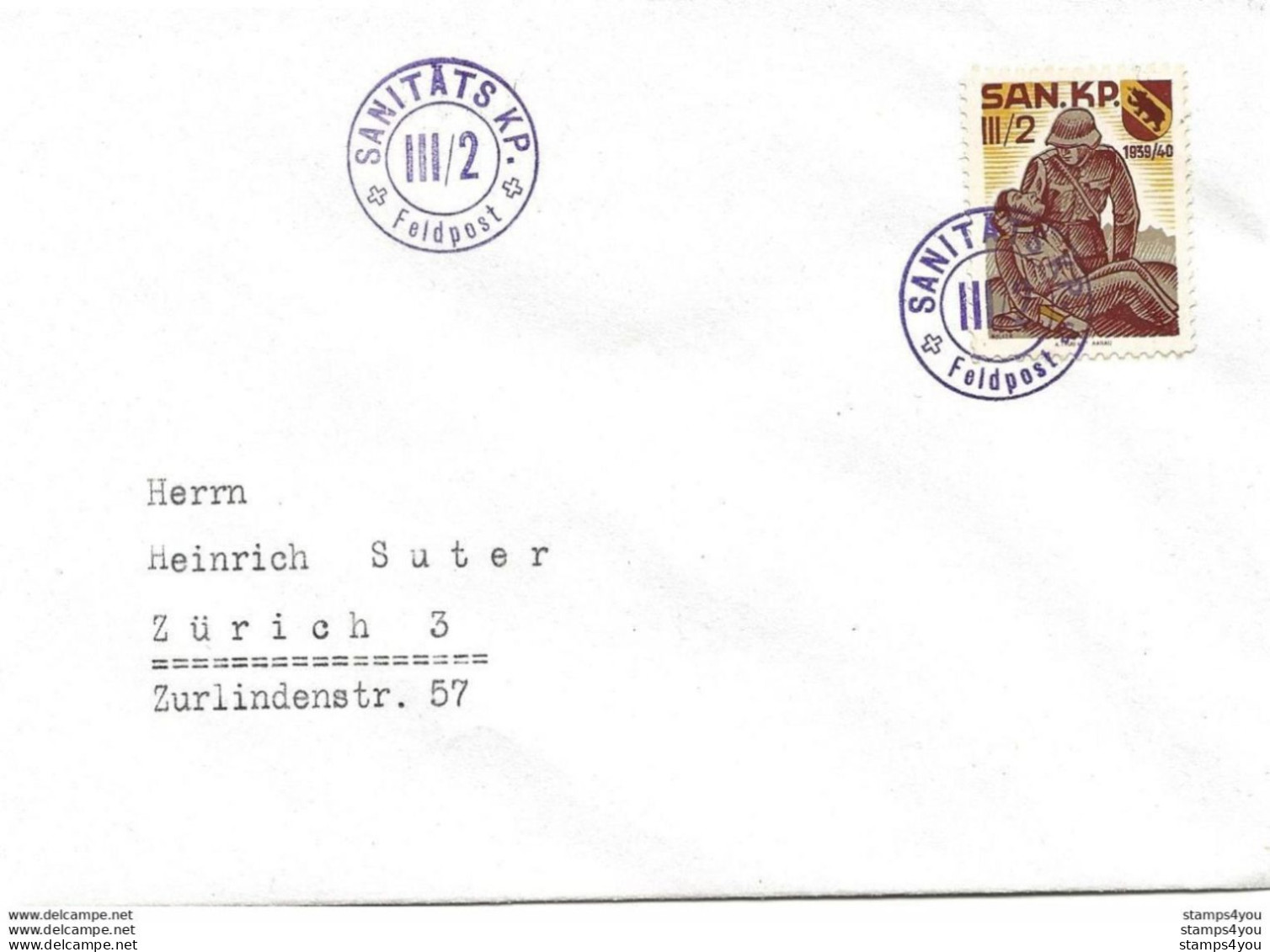 9 - 37 - Enveloppe Avec Timbre Militaire "Sanitäts KP III/2" Cachet Feldpost - Documenten