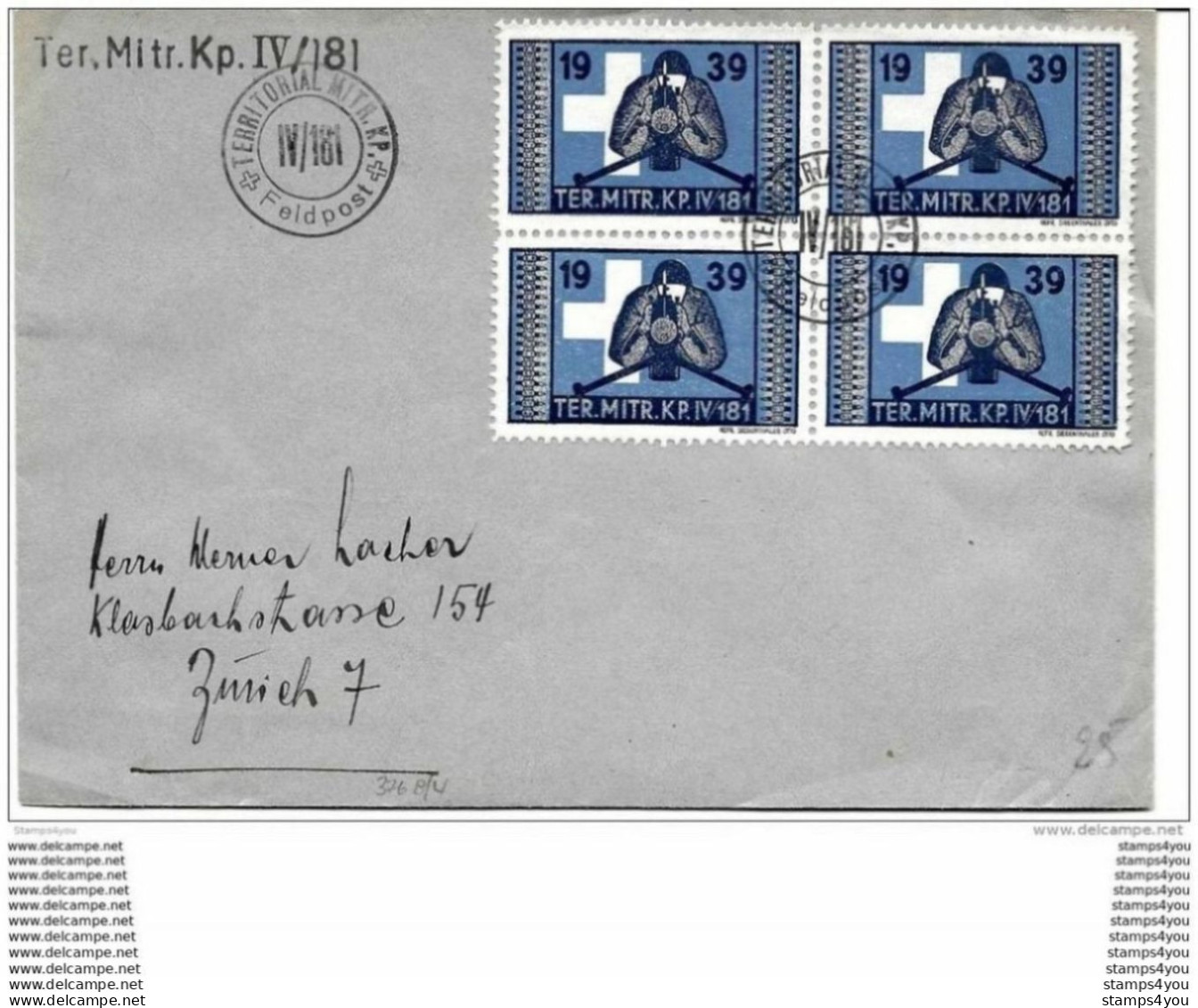 9-36 -  Enveloppe 2ème Guerre Mondiale "Ter.Mitr KP IV.181" Feldpost - Documenten