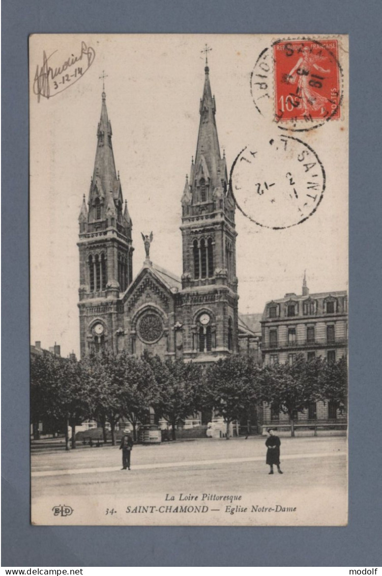 CPA - 42 - Saint-Chamond - Eglise Notre-dame - Animée - Circulée En 1914 - Saint Chamond