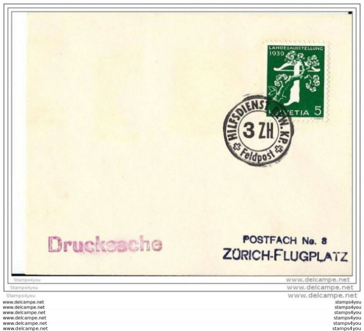 208 - 7 - Petite Enveloppe Avec Timbre Suisse Et Cachet Militaire Hilsdienst Feldpost 3 ZH - Cartas & Documentos