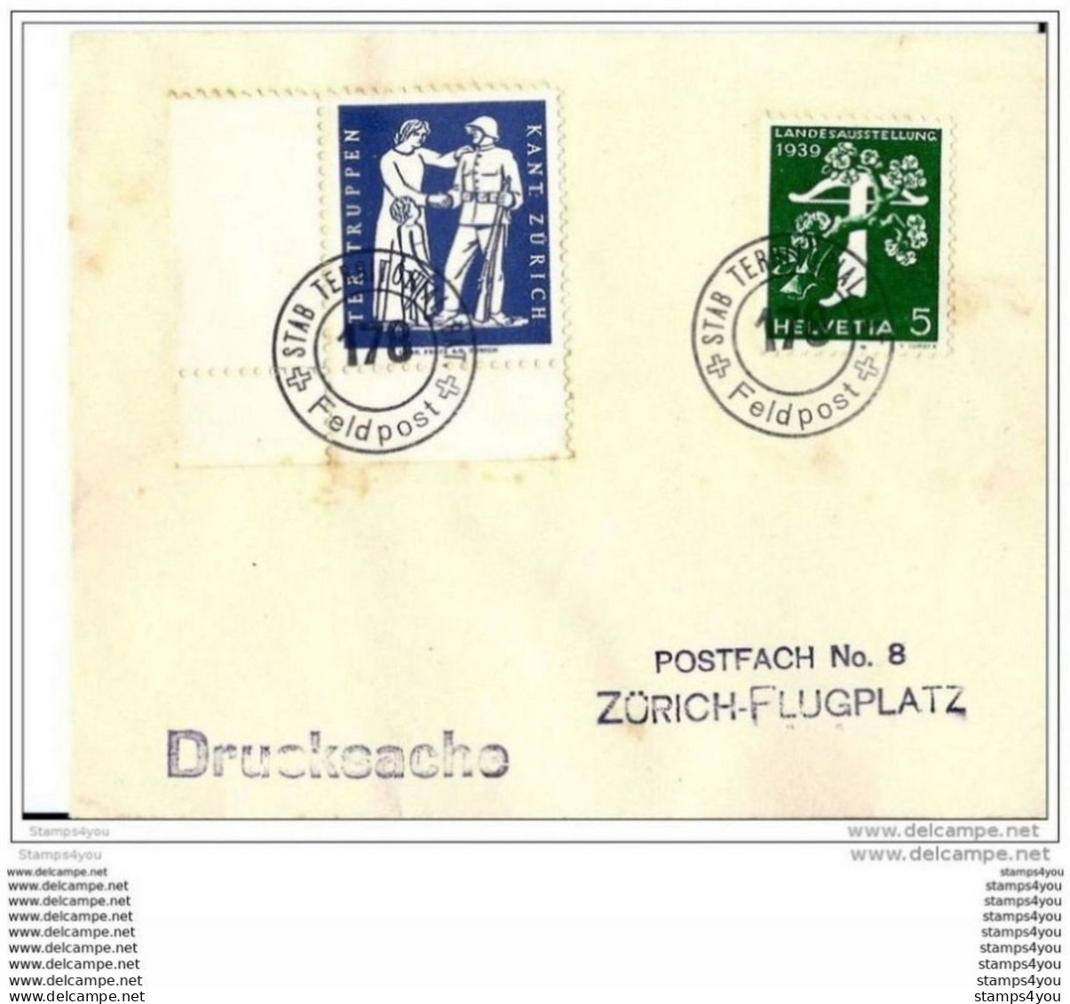 208 - 6 - Petite Enveloppe Avec Timbres Suisse Et Militaire - Cachet Feldpost Stab Ter Truppen 178 - Documenti