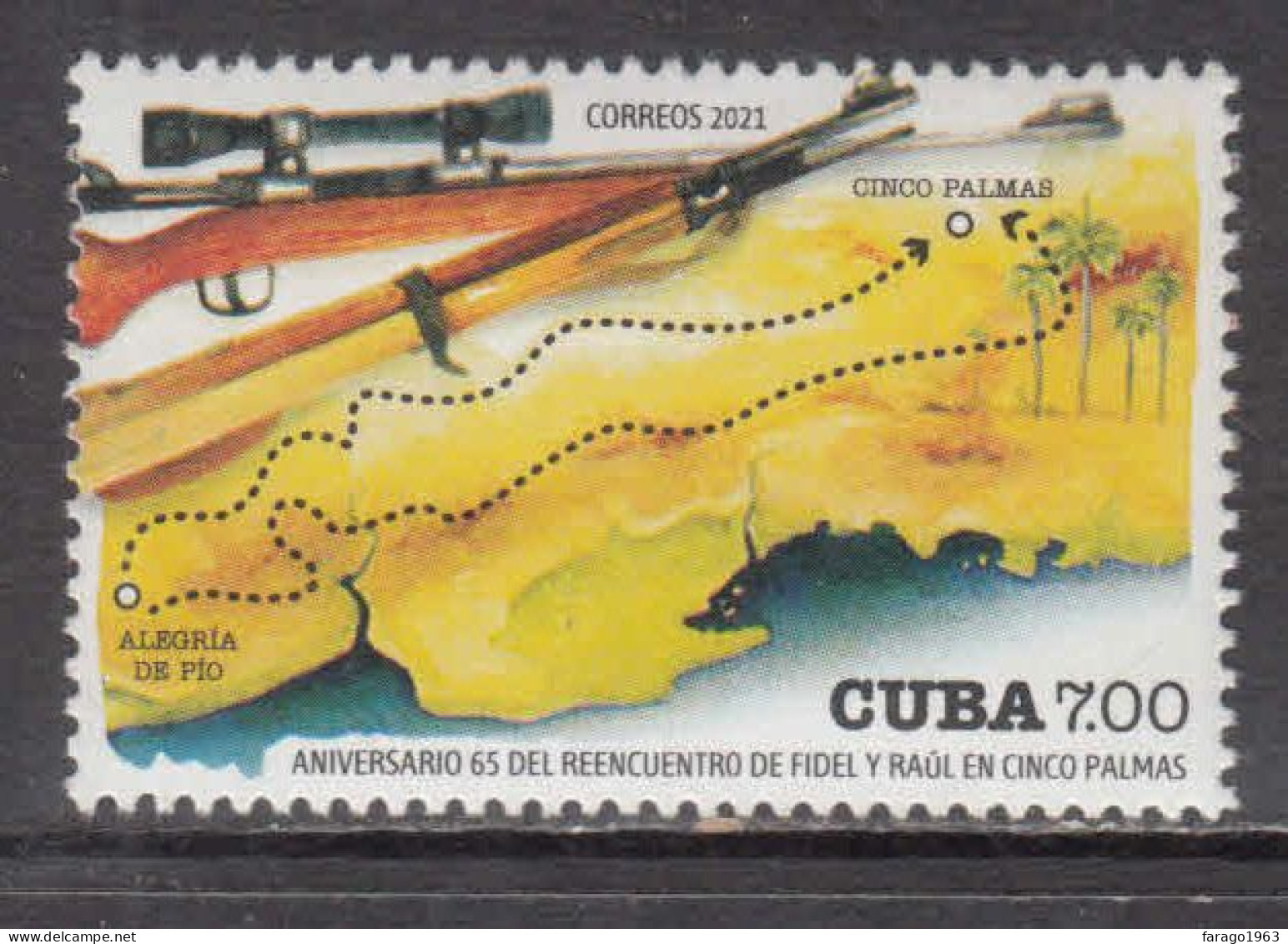 2021 Cuba Raul & Fidel Revolution Guns Cinco Palmas Complete Set Of 1 MNH - Nuevos