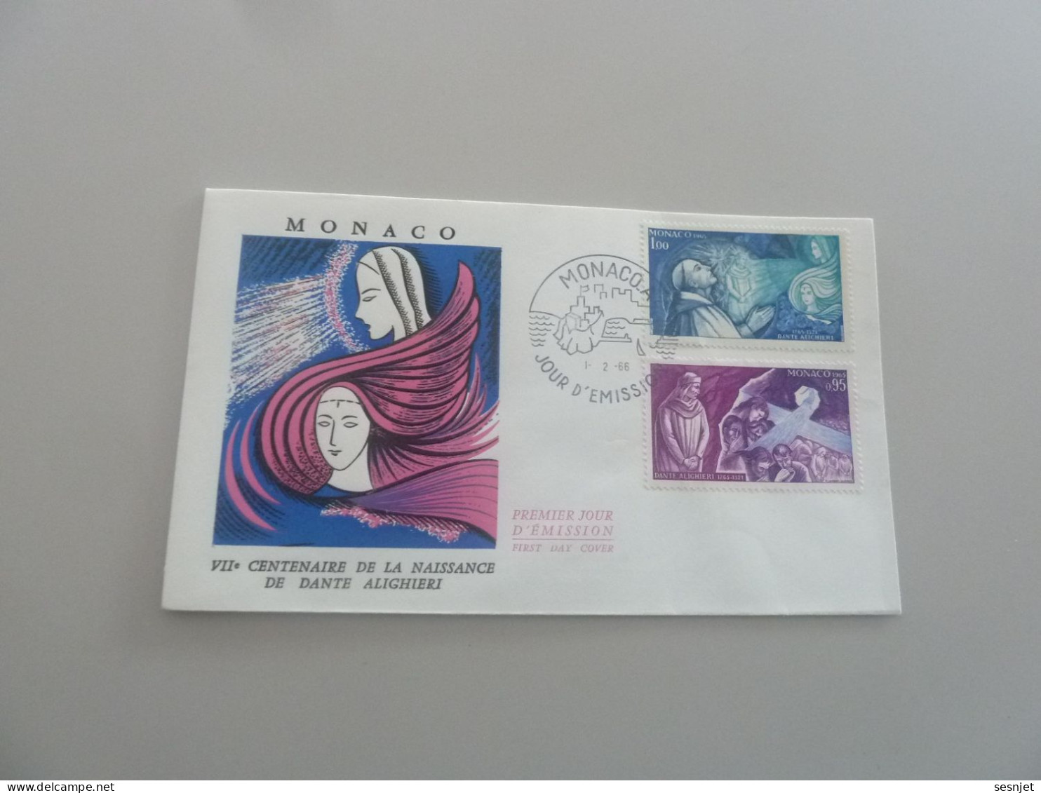 Monaco - Dante Alighieri (1265-1321) - 1f. Et 95c. - Yt 687 Et 686 - Enveloppe Premier Jour D'Emission - Année 1966 - - FDC