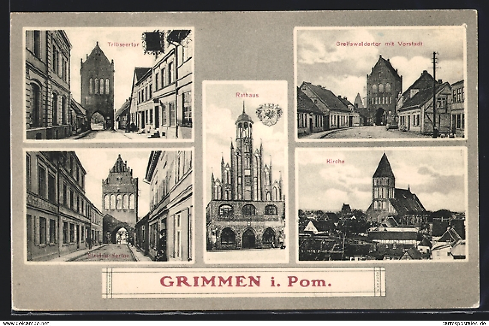 AK Grimmen I. Pom., Tribseertor, Greifswaldertor Mit Vorstadt  - Grimmen
