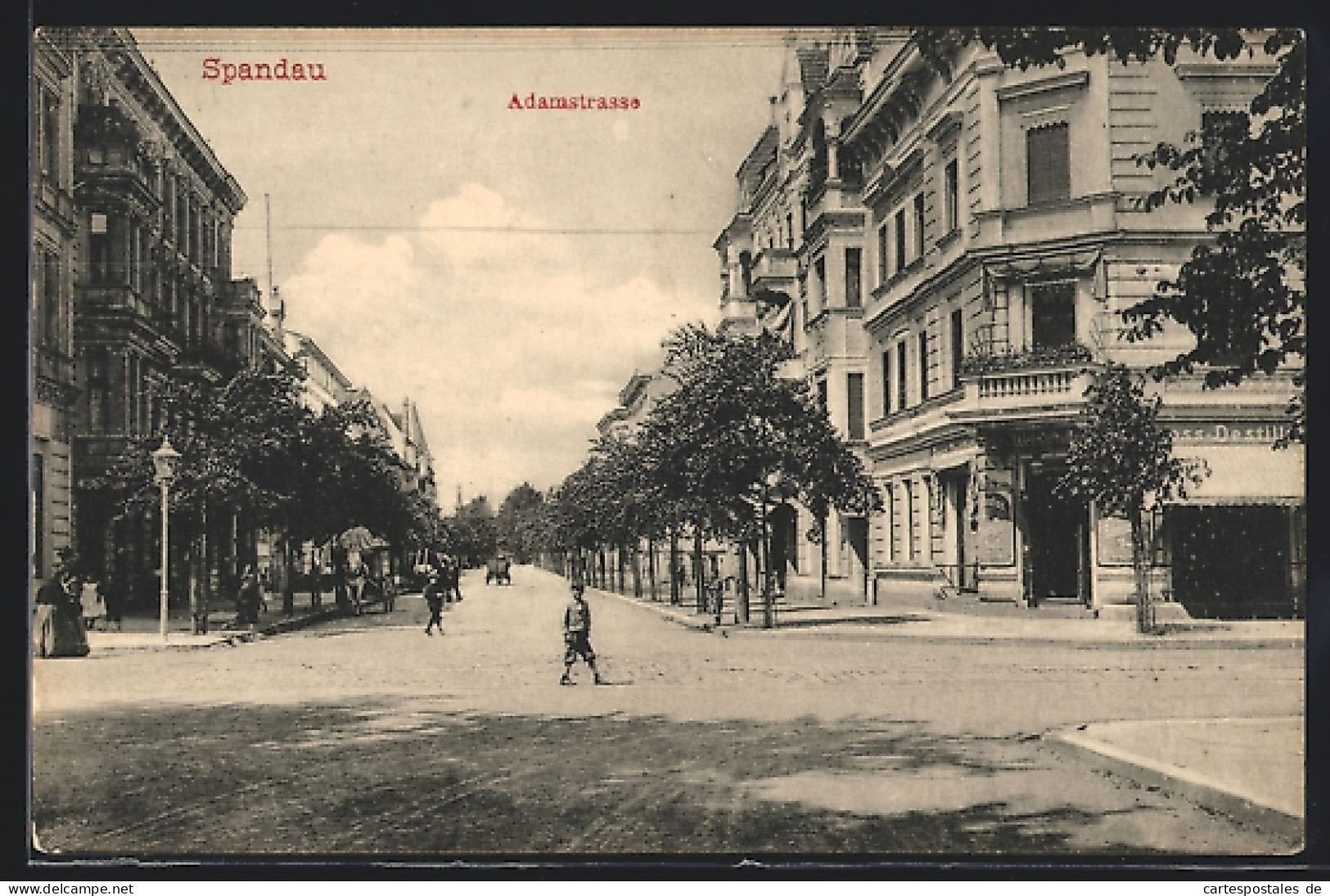 AK Berlin-Spandau, Partie In Der Adamstrasse, Kreuzung  - Spandau