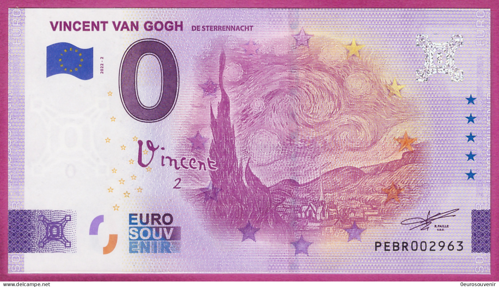 0-Euro PEBR 2022-2 VINCENT VAN GOGH - DE STERRENNACHT - Pruebas Privadas