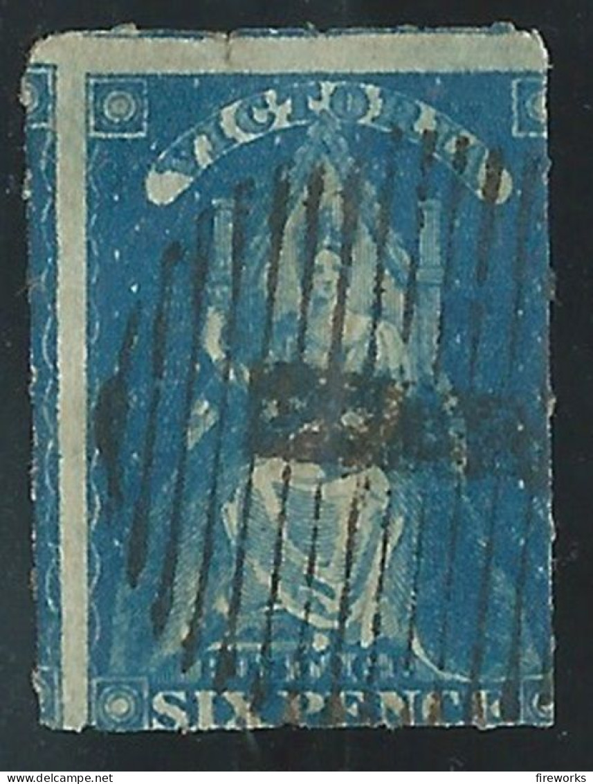 [1871] AUSTRALIE Timbre Oblitéré 6 P Bleu Victoria. - Usados