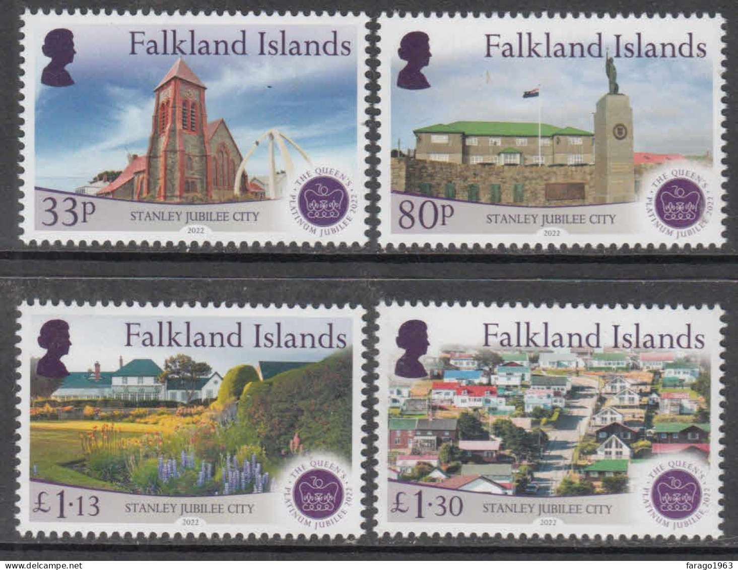 2022 Falkland Islands QEII Platinum Jubilee Stanley  Complete Set Of 4 MNH @ BELOW FACE VALUE - Falkland Islands