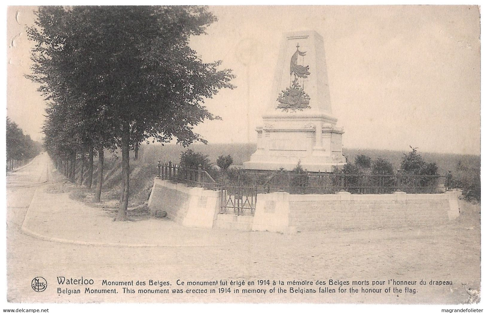 CPA PK AK  CARTE POSTALE BELGIQUE WATERLOO MONUMENT DES BELGES - Andere & Zonder Classificatie