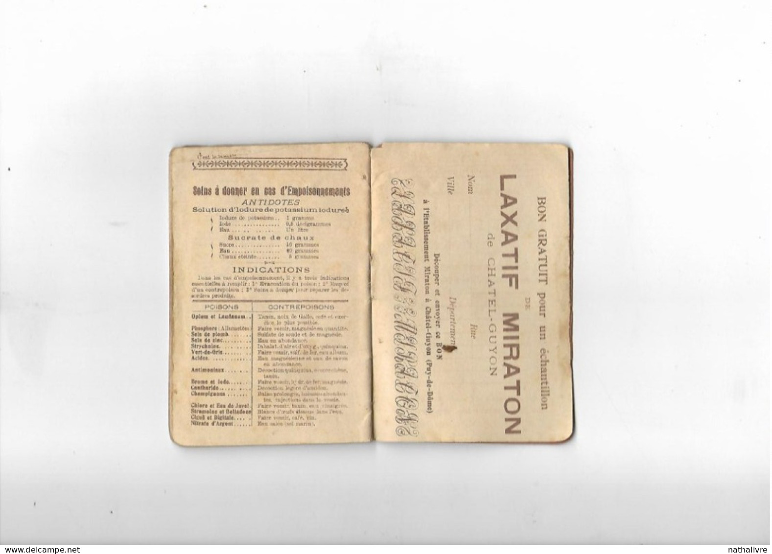1910/20 Livret Publicitaire/ Produits Pharmaceutiques/Source Miraton à CHÂTEL GUYON - Andere & Zonder Classificatie