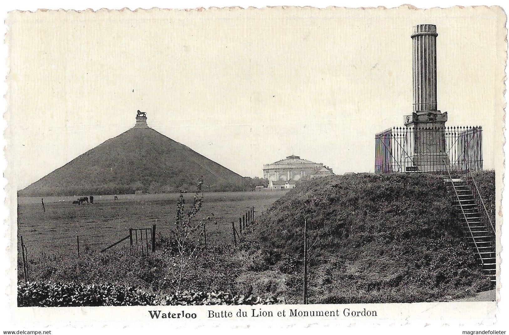 CPA PK AK  CARTE POSTALE BELGIQUE WATERLOO BUTTE DU LION ET MONUMENT GORDON - Andere & Zonder Classificatie