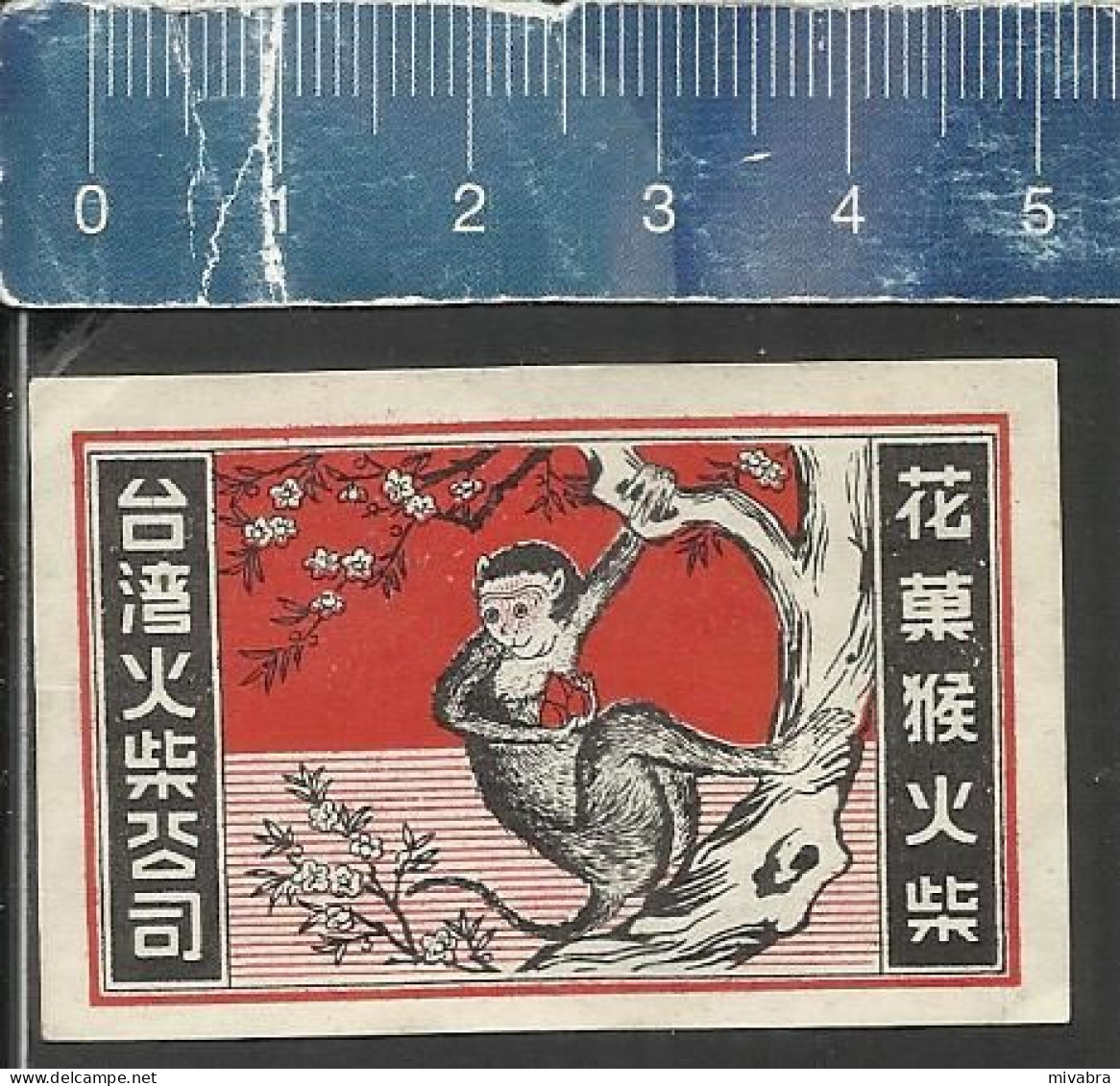 MONKEY CLIMBING A TREE -  OLD VINTAGE MATCHBOX LABEL  MADE IN JAPAN - Matchbox Labels