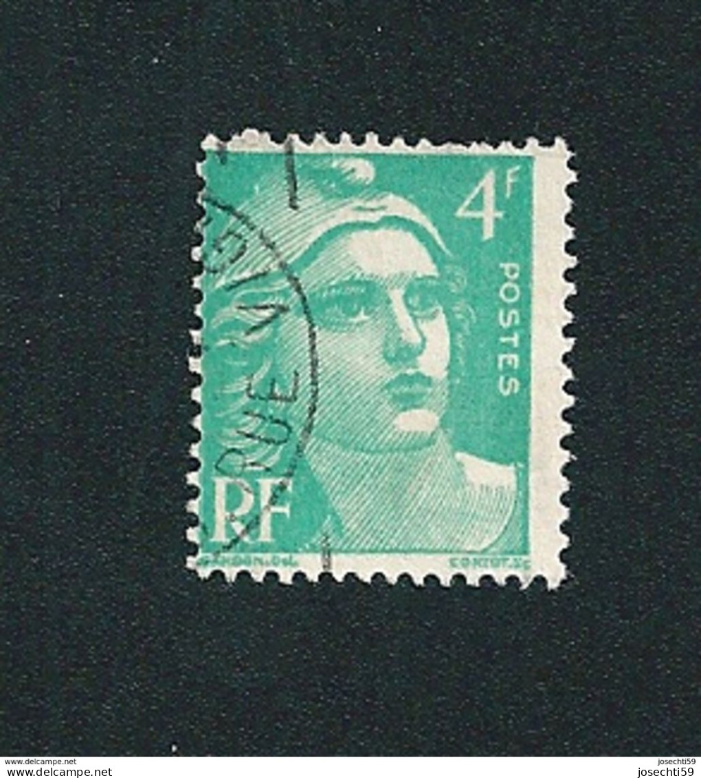 N° 807 Marianne De Gandon  4 Frs Emeraude Oblitéré Rond 1948 Timbre France - Used Stamps