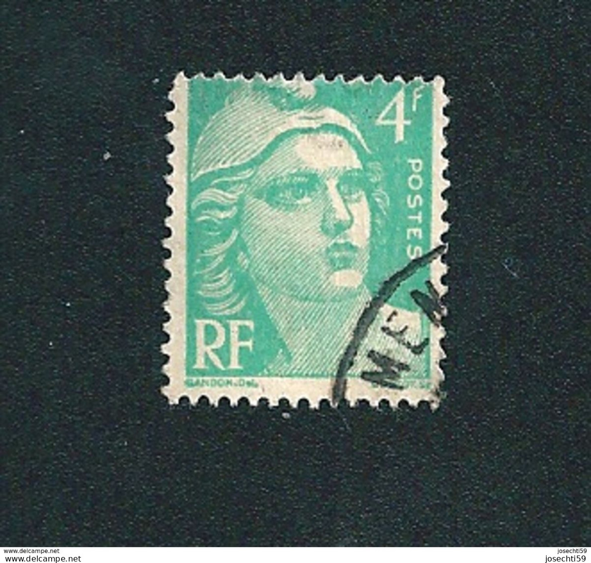 N° 807 Marianne De Gandon  4 Frs Emeraude Oblitéré Rond 1948 Timbre France - Gebruikt