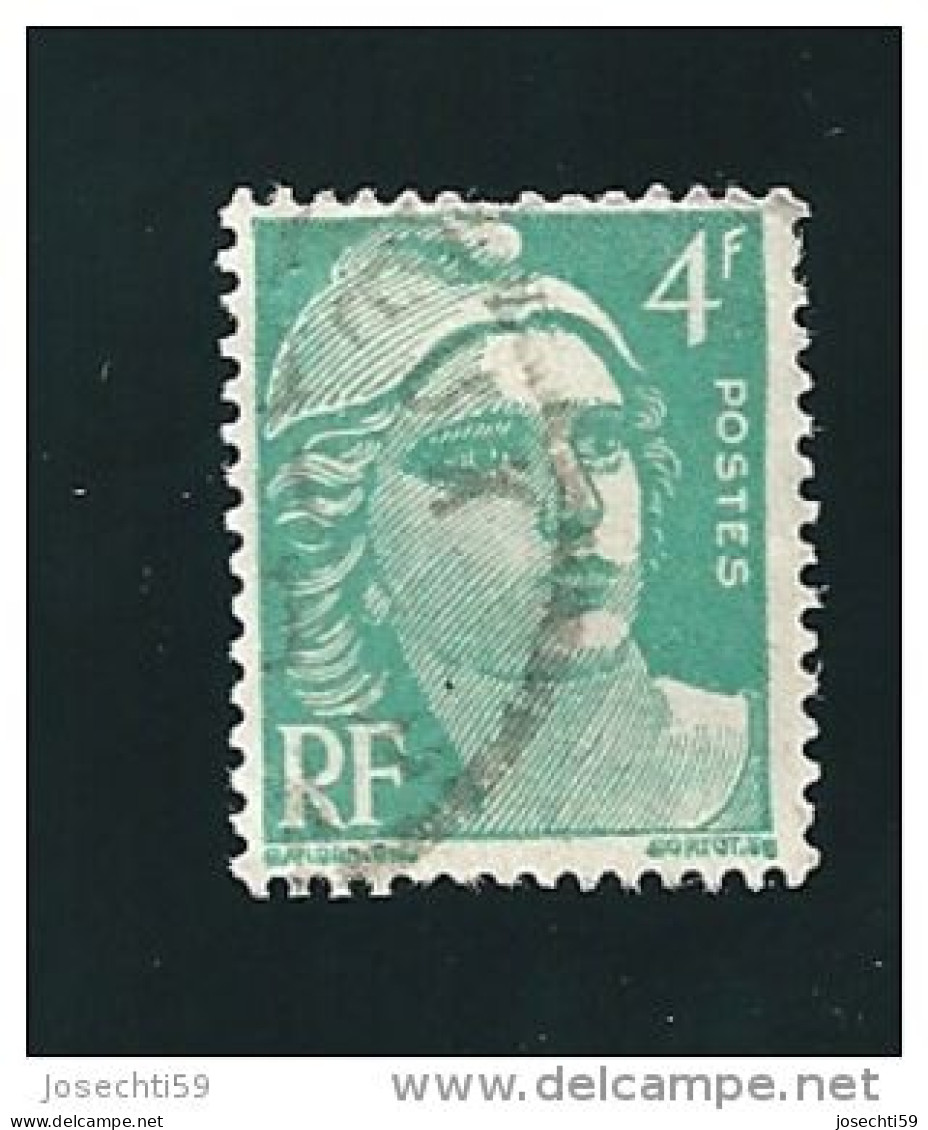 N° 807 Marianne De Gandon  4 Frs Emeraude Oblitéré Rond 1948 Timbre France - Usados