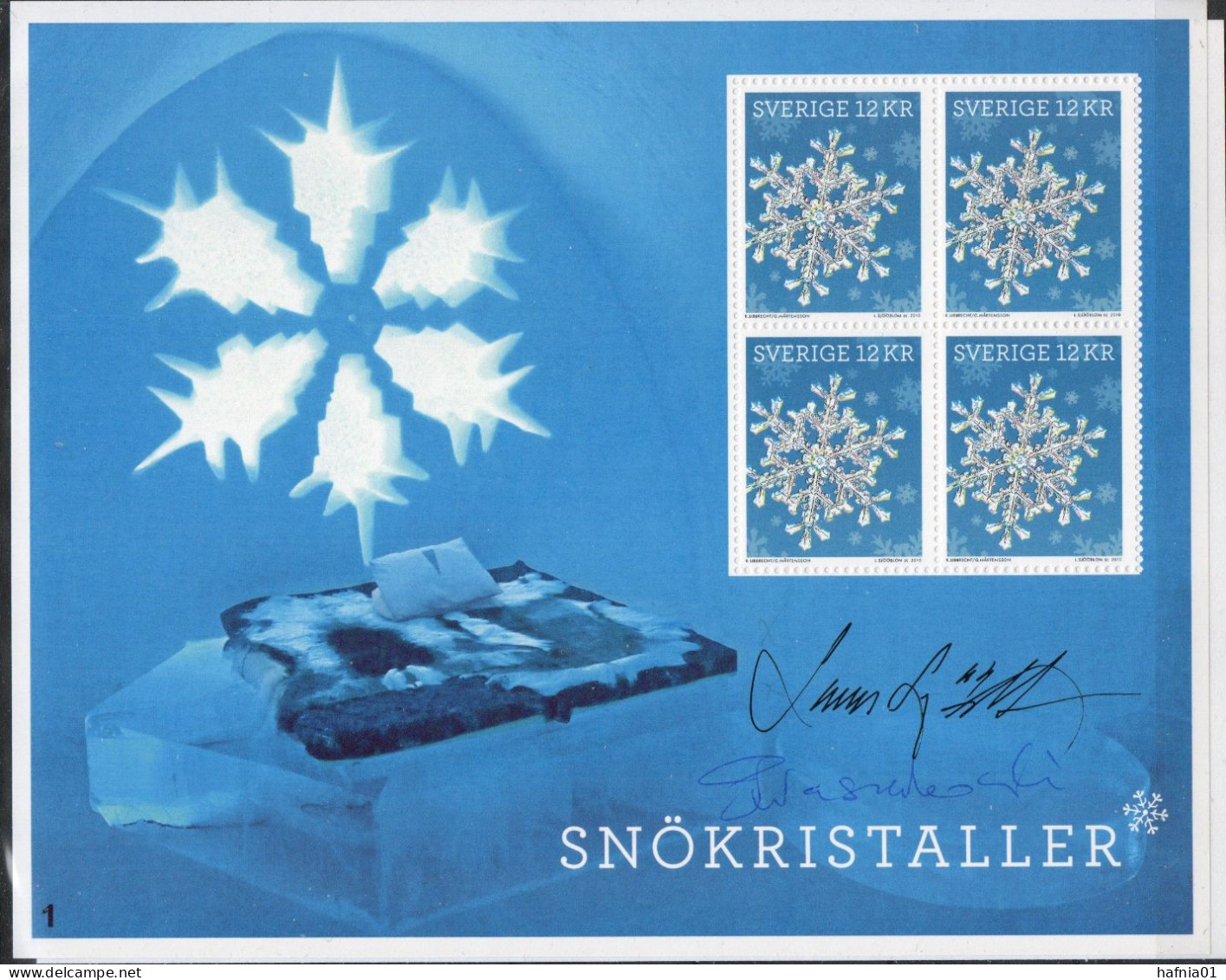 Lars Sjööblom Sweden 2010. Snow Crystals. Michel 2791 KLB.+ MNH. Signed. - Blocs-feuillets