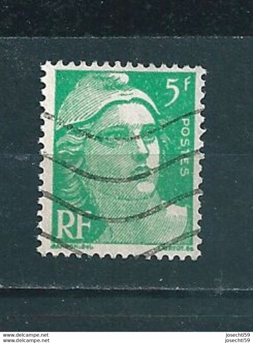 N° 809 Marianne De Gandon  5 Frs Vert Clair Timbre France Oblitéré 1948 - Used Stamps