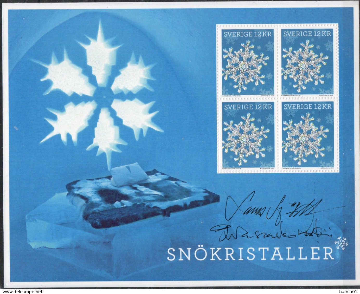 Lars Sjööblom Sweden 2010. Snow Crystals. Michel 2791 KLB.+ MNH. Signed. - Blocks & Kleinbögen