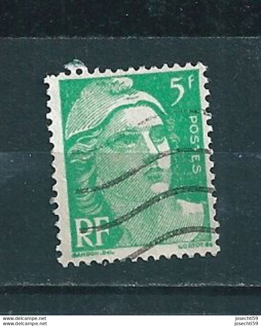N° 809 Marianne De Gandon  5 Frs Vert Clair Timbre France Oblitéré 1948 - Usati