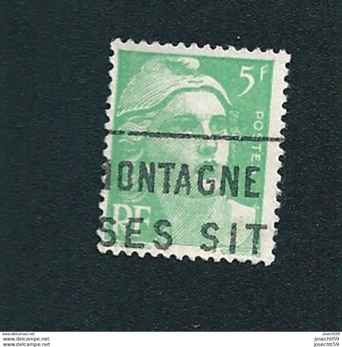 N° 809 Marianne De Gandon  5 Frs Vert Clair Timbre France Oblitéré 1948 - Used Stamps