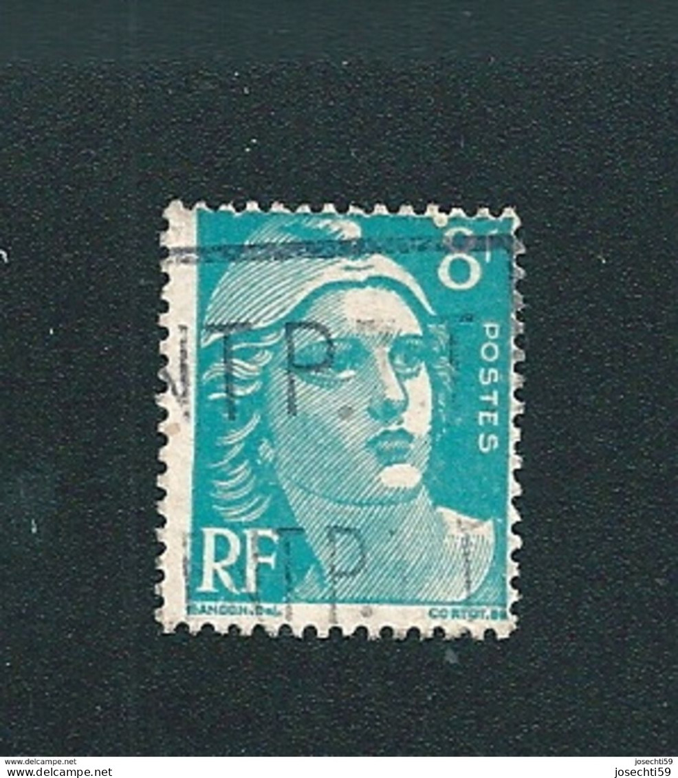 N° 810 Marianne De Gandon 8 Frs 1948 Bleu Clair  Timbre France Oblitéré - 1945-54 Marianna Di Gandon