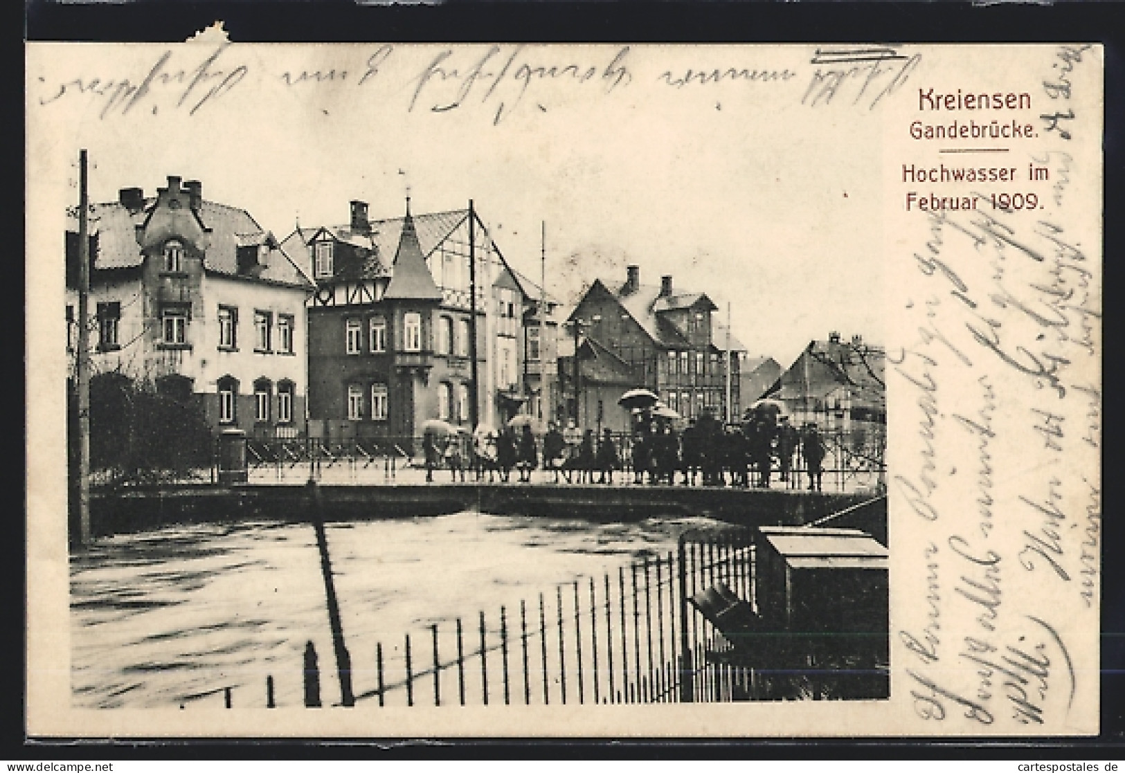 AK Kreiensen, Hochwasser Im Februar 1909, Gandebrücke  - Inondations