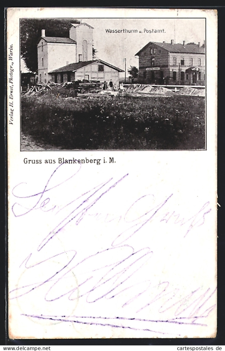 AK Blankenberg I. M., Wasserthurm Und Postamt  - Sonstige & Ohne Zuordnung