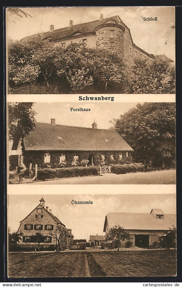 AK Rödelsee, Schloss Schwanberg, Forsthaus, Ökonomie  - Chasse