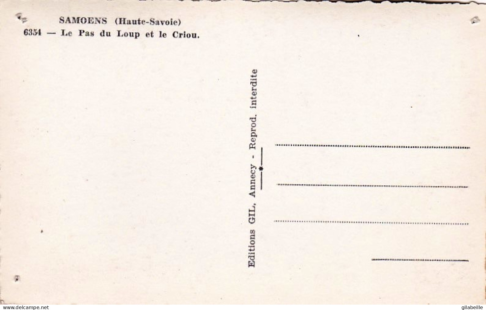 74 - Haute Savoie - SAMOENS - Le Pas Du Loup Et Le Criou - Samoëns