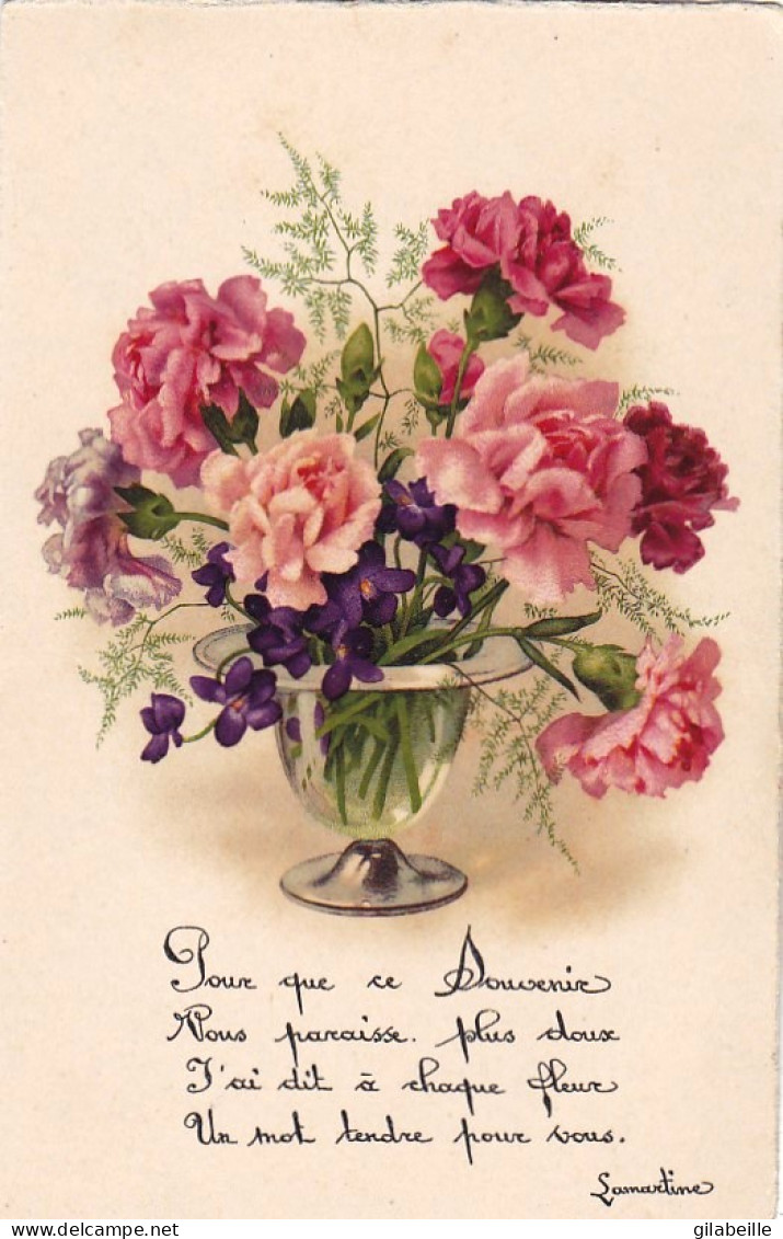 Poésie - Fleurs Et Poeme D'Alfonse De Lamartine - Other & Unclassified