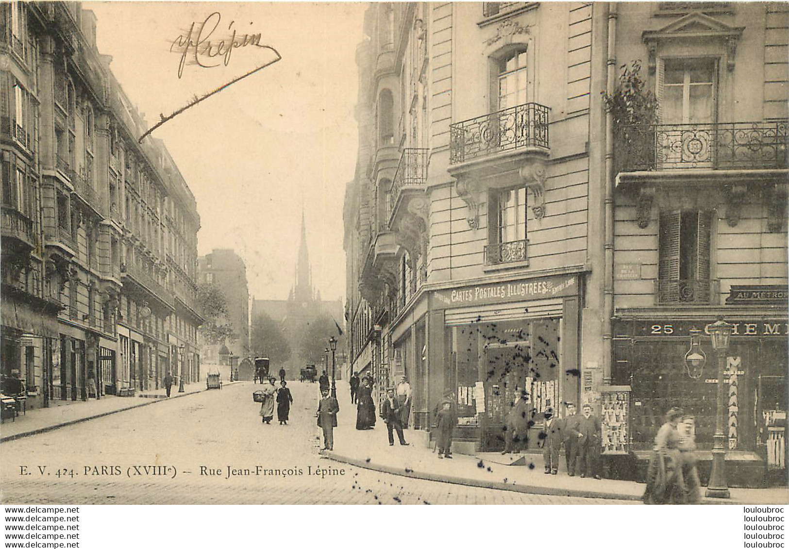 PARIS XVIIIe RUE JEAN FRANCOIS LEPINE  AVEC BOUTIQUE CARTES POSTALES ILLUSTREES - Paris (18)