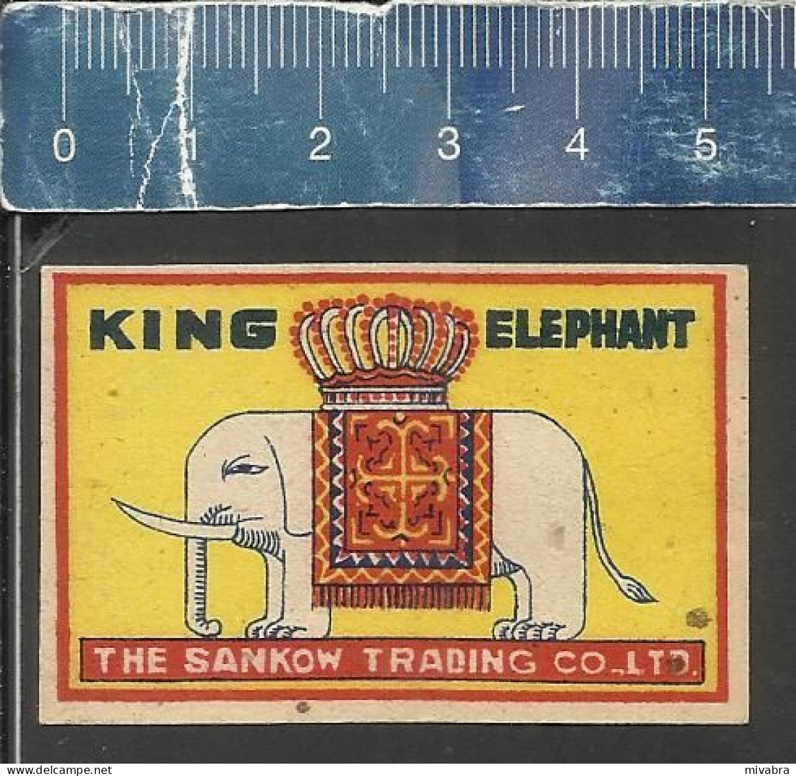 KING ELEPHANT - THE SANKOW TRADING C° -  OLD VINTAGE MATCHBOX LABEL  MADE IN JAPAN - Zündholzschachteletiketten