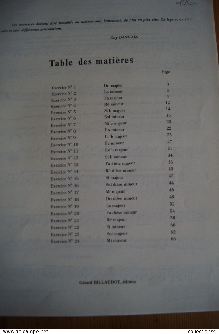 GUY DANGAIN LA CLARINETTE 24 EXERCICES DE MECANISME RECEUIL  VALEUR+ - Insegnamento