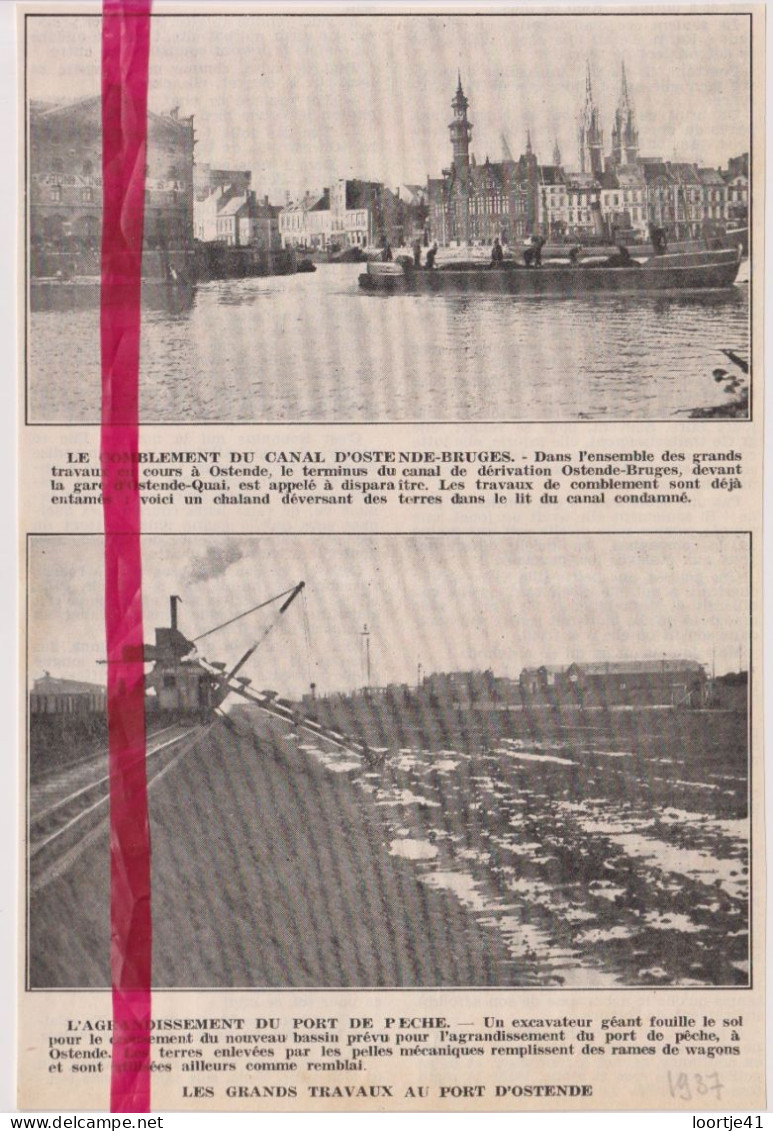 Ostende Oostende - Travaux En Cours , Havenwerken - Orig. Knipsel Coupure Tijdschrift Magazine - 1937 - Sin Clasificación