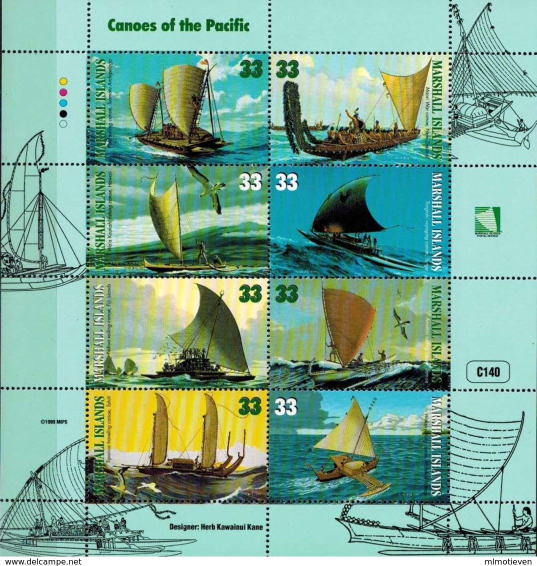 MMA-MWW 08062019 MINT PF/MNH ¤ MARSHALL ISLANDS BLOCK ¤ CANOES OF THE PACIFIC - Maritime