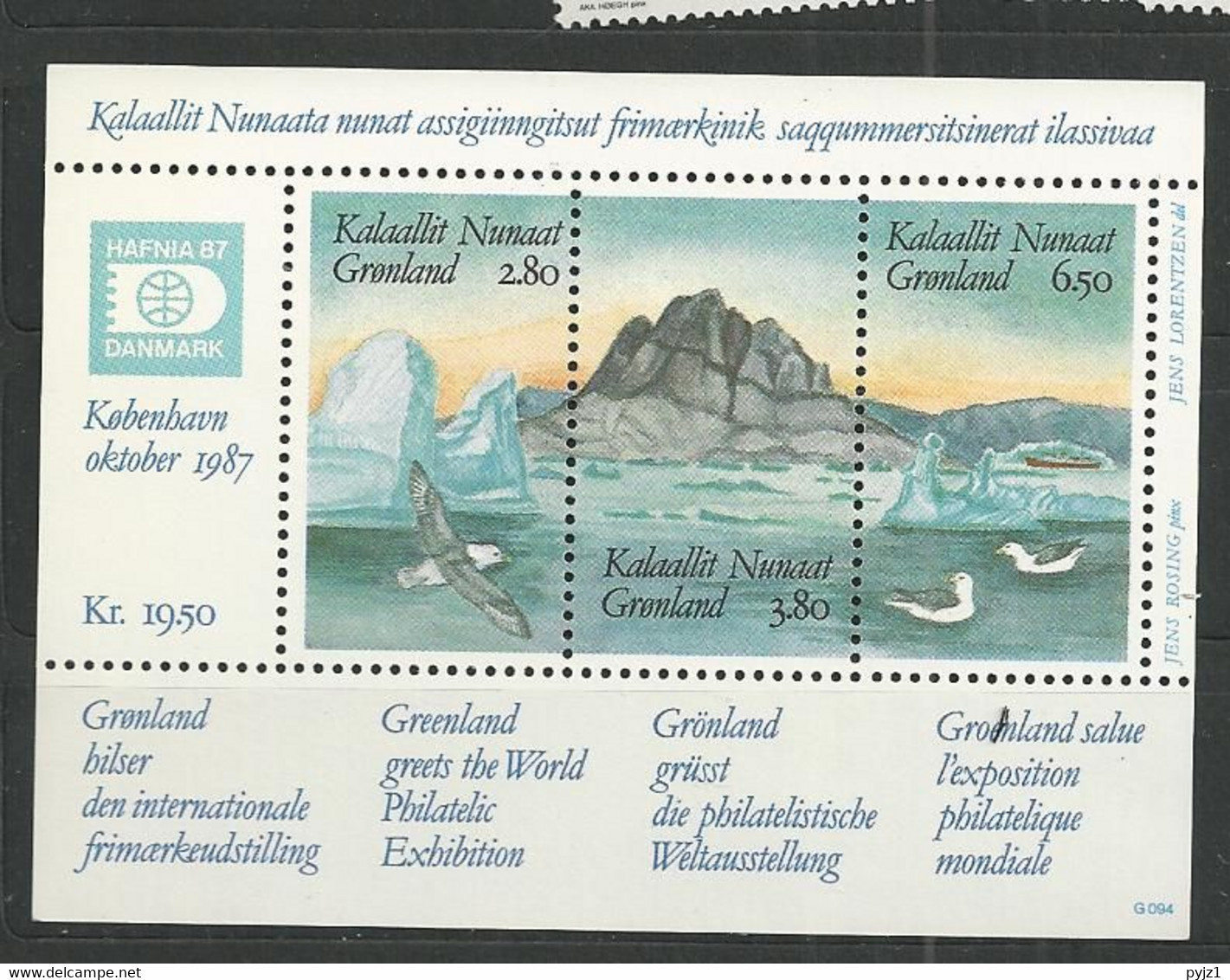 1987 MNH  Greenland, Block 1 Postfris** - Blocs