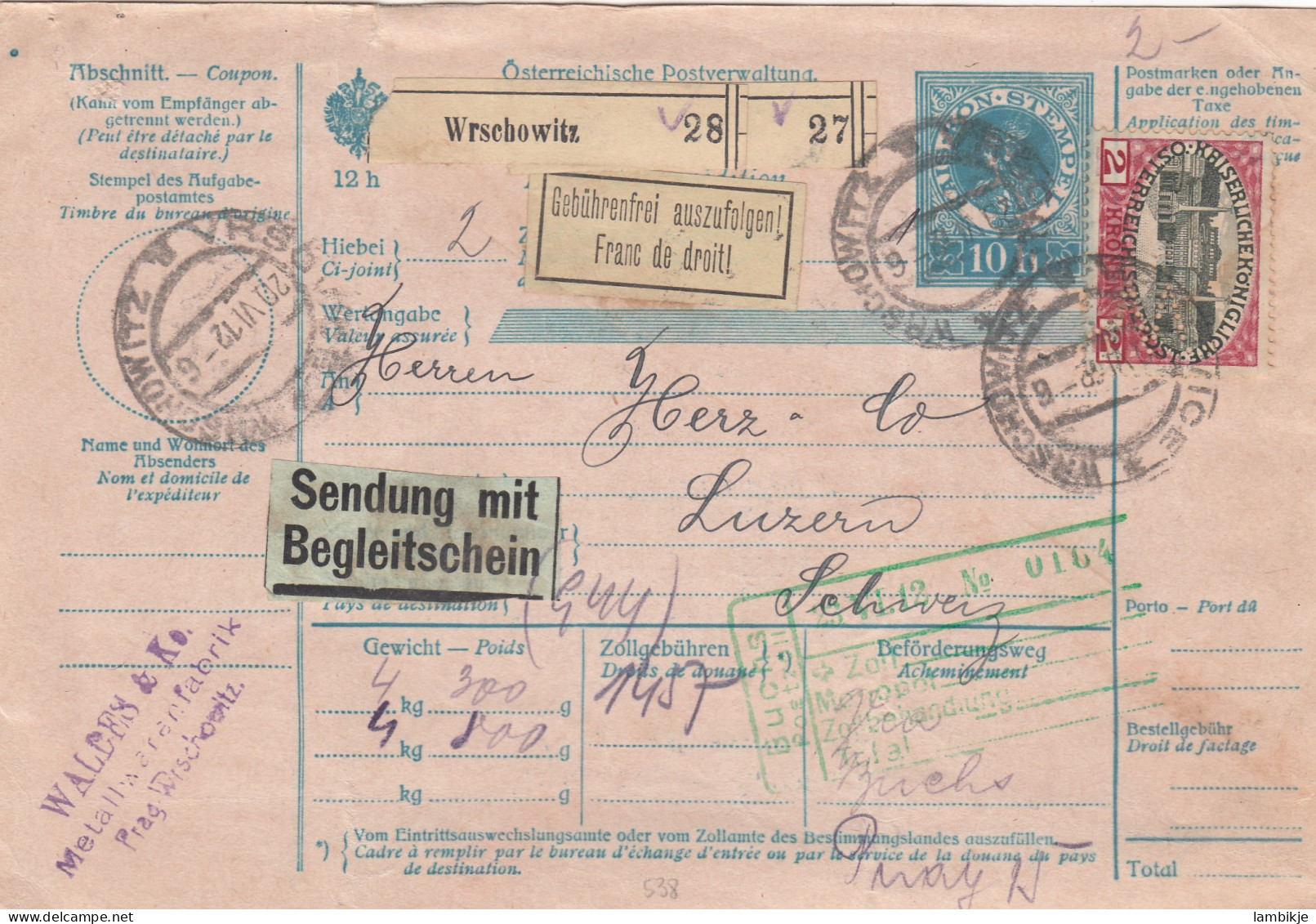Österreich Begleitadresse 1912 - Covers & Documents