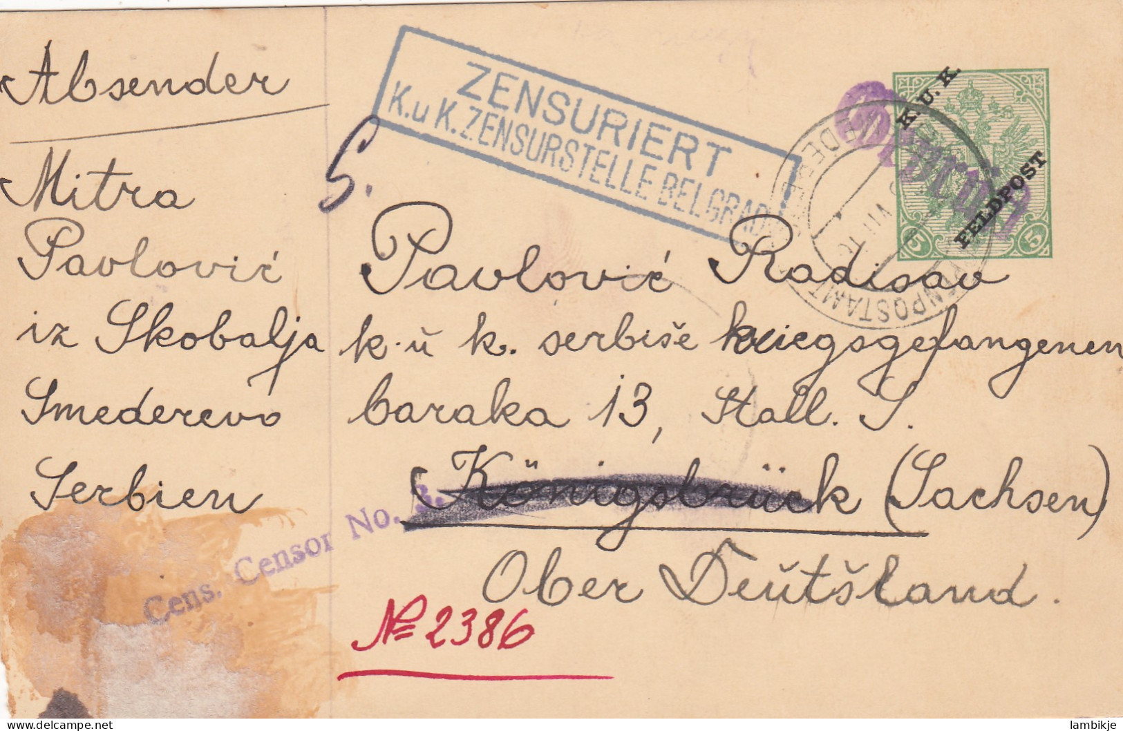 Österreich KuK Postlkarte 1916 - Brieven En Documenten