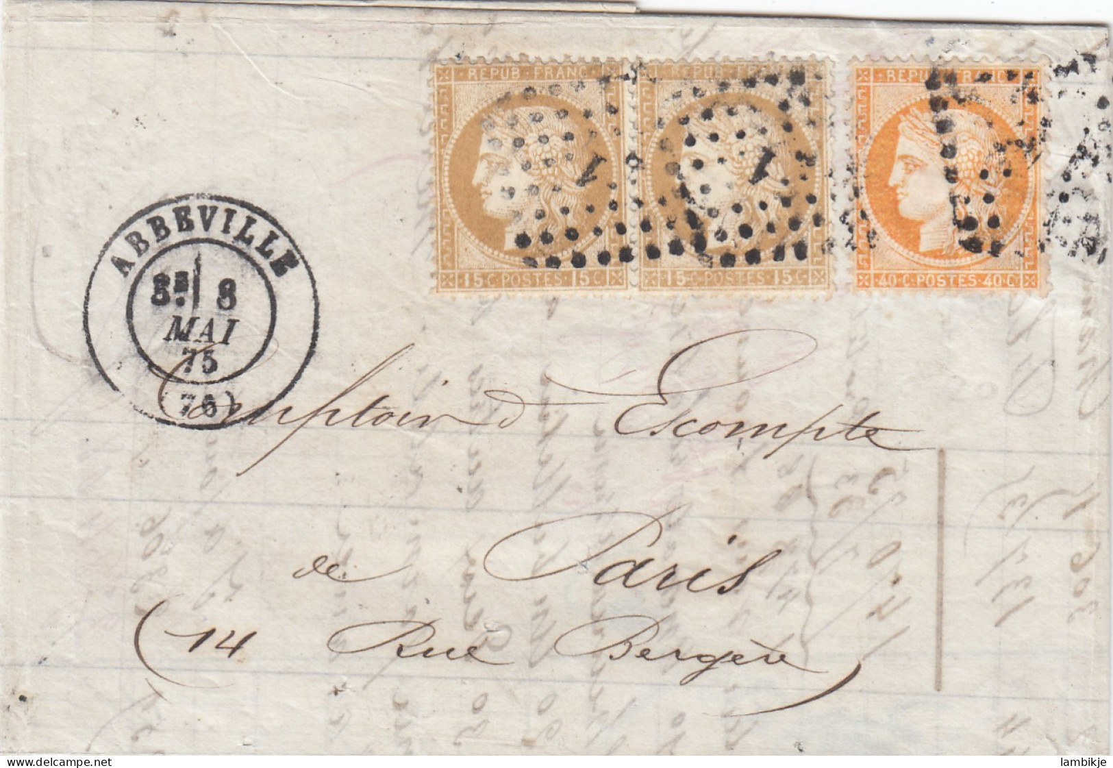 France Cover 1875 - 1871-1875 Ceres