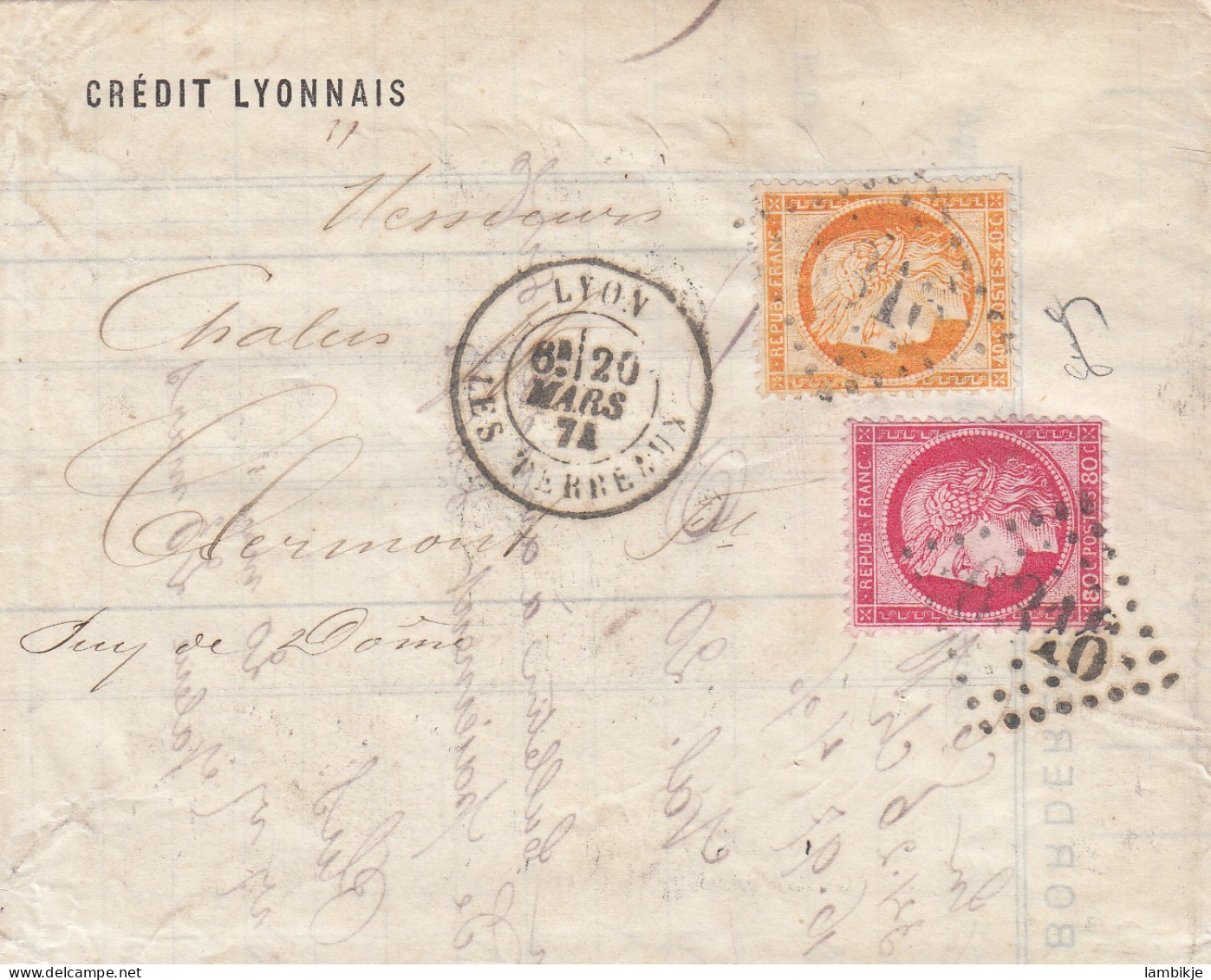 France Cover 1874 - 1871-1875 Ceres